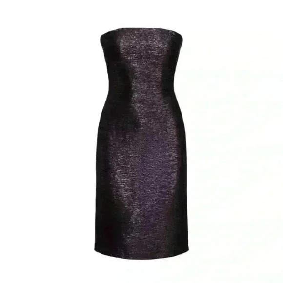 Ralph Lauren Collection Purple Label Metallic Strapless Cocktail Mini Dress L XL - Picture 2 of 16